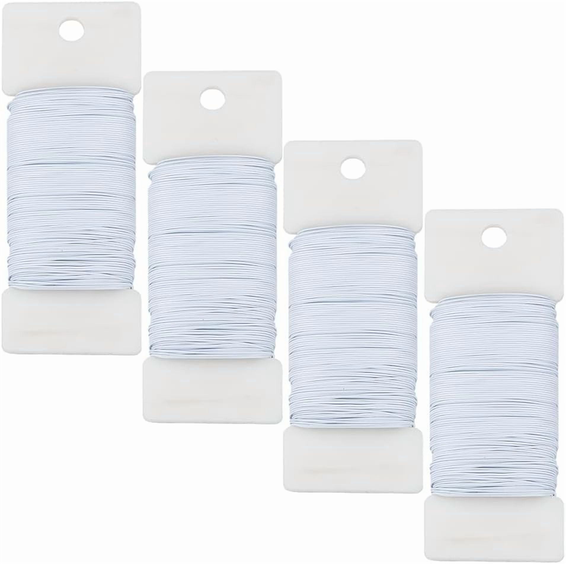 240 Yards/219.5m 4 Rolls White Metal Floral Wire 24 Gauge Flexible Florist Wire Florist Wire Garden Wire Alambre Wire for Flower Arrangement Crafts Wreaths Tree Garland White DIY
