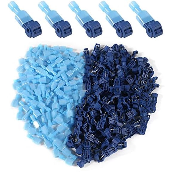 240 count/120 Pairs T Tap Wire Connectors 16-14 AWG Kit Quick Splice Wire Terminals T Tap Electrical Connectors Insulated Male Quick Disconnect Terminal Blue