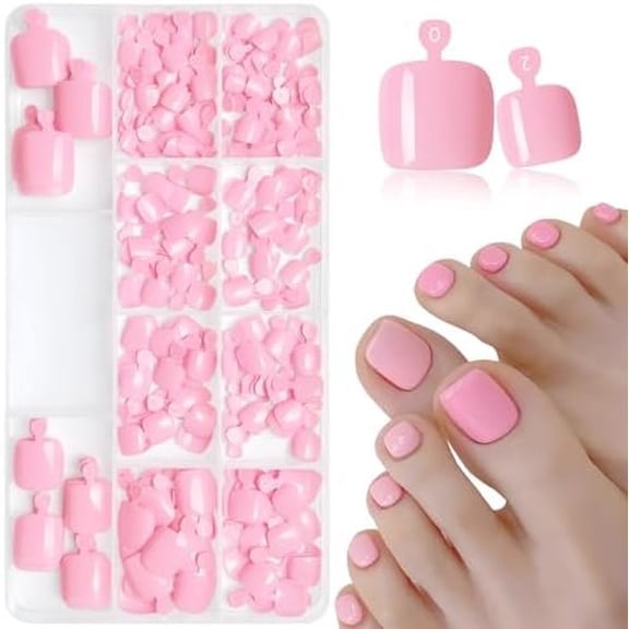 240 count Press Toenails for Women, Press Nails Square Nails Press ons Tips 12 Sizes Glue Toenails Press ons Artificial Toenails with Adhesive Tabs