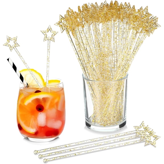 240 count Swizzle Sticks Plastic Drink Stirrers Glitter Top Stir Disposable Coffee Drink Sticks Cake Pops, 7.28 Inch()