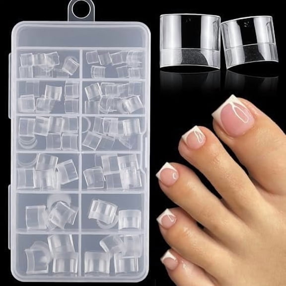 240 count Tips Clear Soft Gel Toenail Tips Half Cover Square Tips Press Nails Clear Artificial False Nails Tips for Salon and Foot Pedicure Manicure