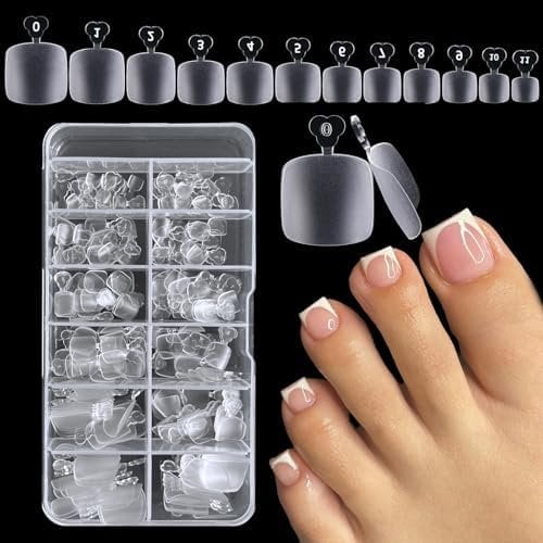 240 count Tips Matte Soft Gel Toenail Tips Full Cover Square Artificial ...