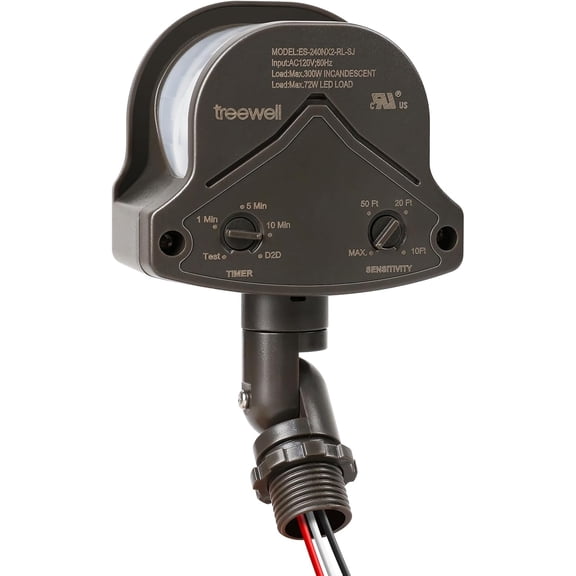 240-degree replacement motion sensor, adjustable time and detection sensitivity, up to 60 feet range, 3 working modes motion sensor for safety floodlights, brown, certified