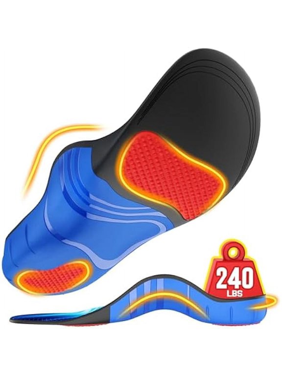 240+lbs Plantar Fasciitis Insoles Men Women, Comfort Heavy Duty High Arch Support Insoles for Pain Relief Absorb Shock, Work Boot Shoe Inserts Orthotic for Flat Feet, Pronation, Heel & Foot Pain