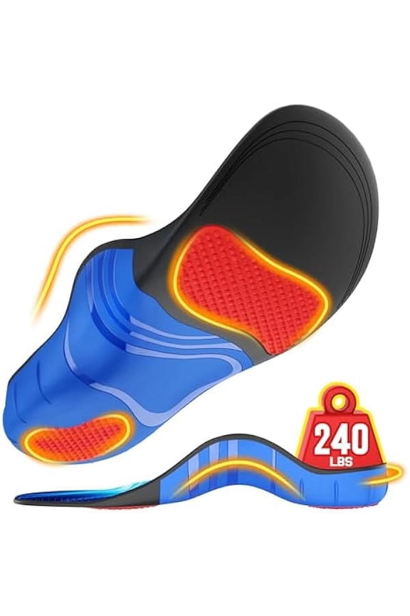 240+lbs Plantar Fasciitis Insoles Men Women, Comfort Heavy Duty High Arch Support Insoles for Pain Relief Absorb Shock, Work Boot Shoe Inserts Orthotic for Flat Feet, Pronation, Heel & Foot Pain