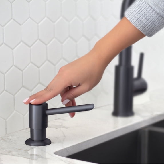 Stylish Ht 4" & 240 ml Matte Black Soap Dispenser for Kitchen Sink S-01N