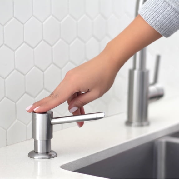 Stylish Ht 4" & 240 ml Brushed Stainless Steel Soap Dispenser for Kitchen Sink S-01S
