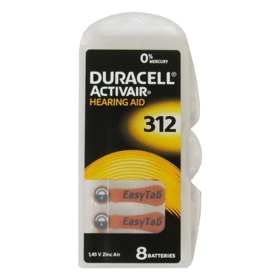 240-pack Size 312 Duracell Easy Tab Hearing Aid Batteries (DA312)