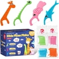 thumbnail image 1 of 240 pieces of children's dental floss picks, fun dental floss sticks, fluoride-free, cute animal-shaped dental floss picks, non-toxic floss, anti-slip handle, 1 of 4