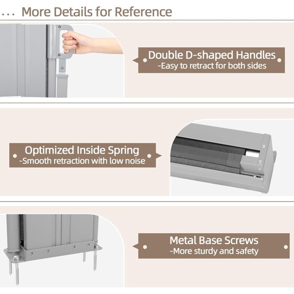 240" x 71" Retractable Side Awning, Patio Double Folding Awning Privacy Divider Screen, Water & UV Resistant Sun Shade Privacy Fence & Wind Screen for Backyard, Garden, Terrace, Office