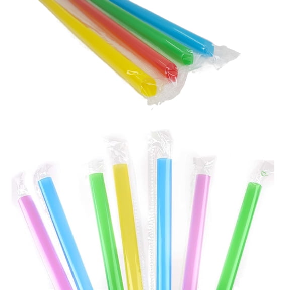 [2400 Count] Individually Wrapped Jumbo Drinking Straws For Bubble Tea, Smoothies Extra Wide, Milkshakes, Slushies, Party Straws - Assorted Colors, Disposable Straws, Long Straws (8 inch x 0.5 inch)