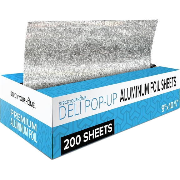 2400 Count Precut Deli Aluminum Foil Sheets 9 Inch Pop Up for Restaurants Disposable Food Covers Stock Your Home