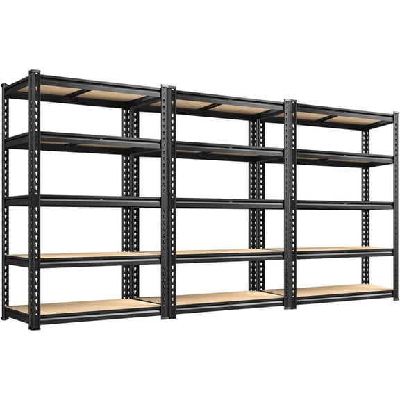2400 LBS Heavy Duty 5-Tier Adjustable Garage Shelving Unit, 35.5" W x 11.9" D x 72" H, 3 Pack