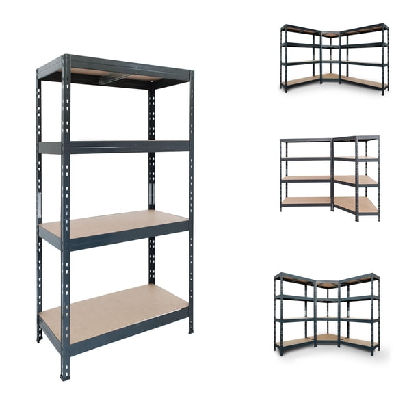 2400 Lb Load Bearing Rivet Shelving, 71in Height 36in Width 18in Depth, Boltless Assembly Storage Rack for Basement Garage, Converts to 2 Benches, Black