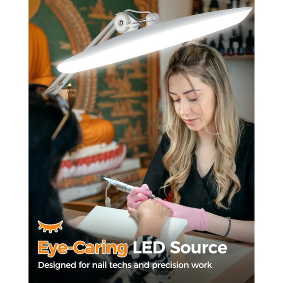 2400 Lumens Led Desk Lamp with Clamp, 24W Ultra Bright Nail Light for Desk with 5 Colors & 10 Brightness, 20 Inch Metal Task Lamp for Home Office Working Drafting Sewing(CCT, White, Ra>95)