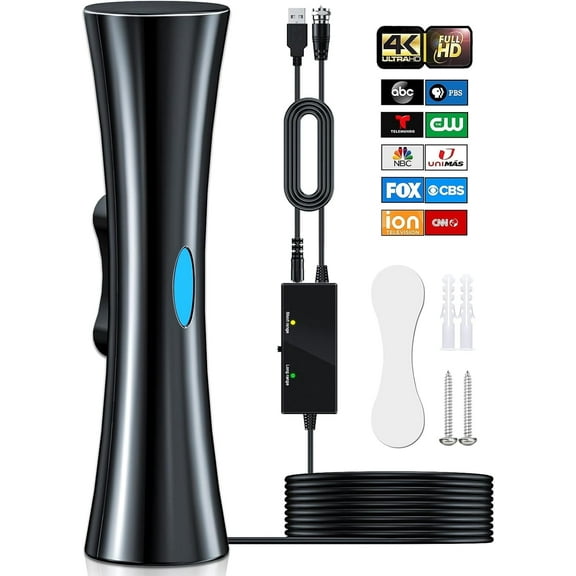 2400+ Miles Range TV Antenna for Smart TV, Upgraded Digital HD Antenna for HDTV Indoor/Outdoor with Amplifier and Signal Booster-Support 360 ° Reception 4K 1080p-33ft Coax Cable