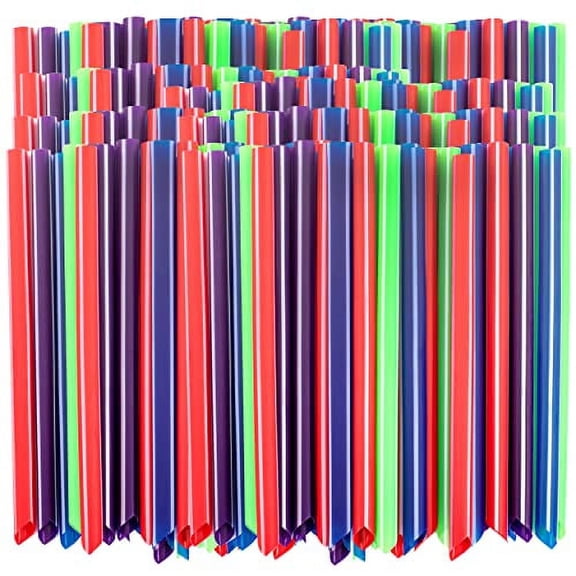 [2400 Pack] Individually Wrapped Jumbo Smoothie Straw, Multi Colors Boba Straws, Large Extra Wide Milkshake Straws, Plastic Bubble Tea Straws, Disposable Drinking Straws (8 1/8" L x 5/8" W) BPA Free