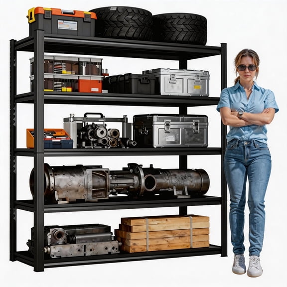 2400 lb Capacity Heavy Duty Shelving Unit, 4-Tier Adjustable Dual-Column Steel Storage Rack for Garage, Warehouse, Basement, Kitchen | 54" Tall, 40" Wide, 18" Deep