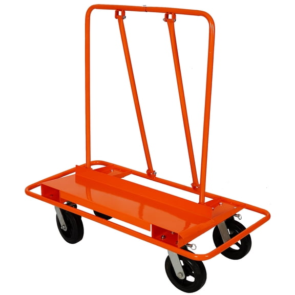 2400 lbs Heavy Duty Drywall Sheet Cart & Panel Dolly, Orange Steel Panel Service Cart with 8 Black Mold-On Rubber Wheels for Warehouse and Workplace
