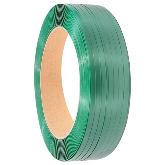 3/4" x 0.050" x 2400' Heavy Duty Polyester (PET) Packaging Strapping Roll - Green 16"x6" Core Size Hand Grade - 2500 lbs Break Strength - Rust Resistant Roll
