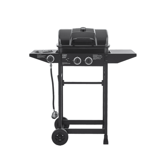 24000 BTU 2-Burner Propane Gas Grill: Side Burner, 237 Sq In Cooking Space, Stainless Steel Outdoor BBQ with Side Table – Perfect for Patio, Backyard, Family Gatherings