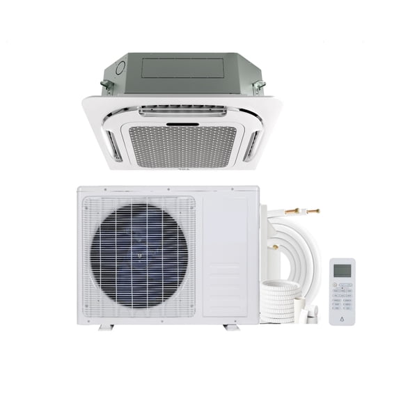 24000 BTU Ceiling Cassette Mini Split AC, 8-way 360 Airflow, Remote Controller, Ductless Cooling&Heating Ceiling Air Conditioner, 208/230V, 25ft Kit
