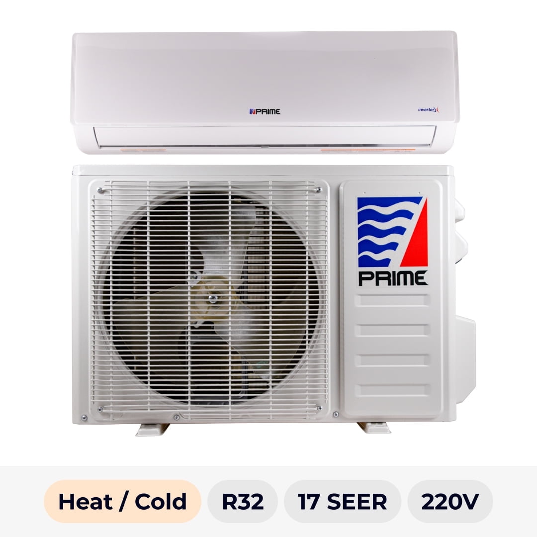 Prime 24000 BTU Mini Split Ductless Air Conditioner Heat Pump, Wi-Fi Enabled, 17 SEER2, 220V, Up to 1200 Sq. Ft, R-32 Refrigerant & Installation Kit