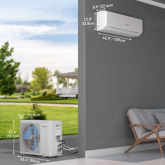 24000 BTU Mini Split Air Conditioner Heat Pump System, Wifi Enabled 21 SEER2 208-230V Ductless AC Cool Up to 1500 Sq. Ft, Compatible with Alexa, R32 Refrigerant & Installation Kit, White