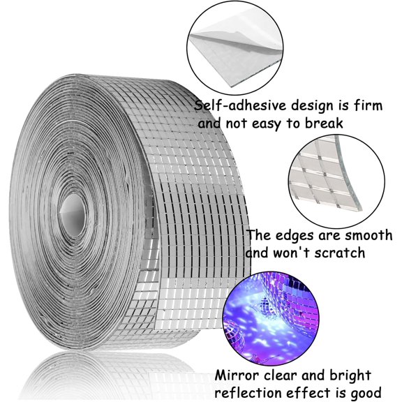 24000 Mirror Mosaic Tiles, Self Adhesive Glass Mirror Stickers for Disco Crafts, DIY Decoration, 5 x 5mm