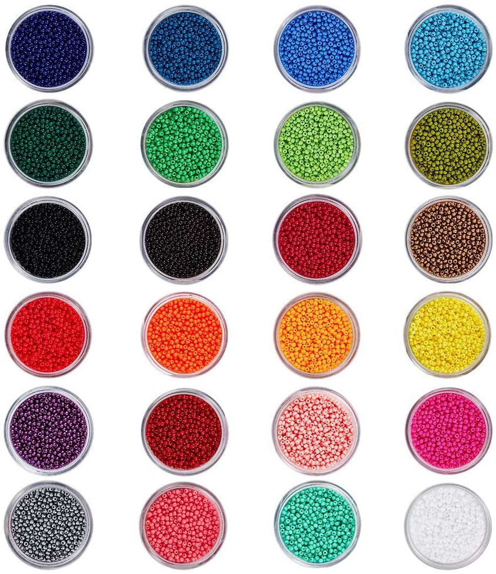 24000 Pcs 11/0 Multicolor Beading Glass Seed Beads 24 Colors 2mm Round Pony Bead Mini Spacer Beads with Container Box
