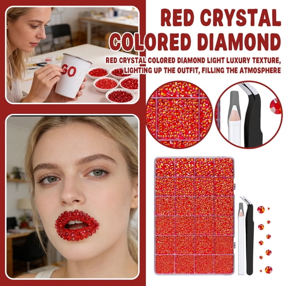 24000 Pcs 3/4/5/6Mm Red Flatback Jelly Rhinestones, Pack With Tweezers & Wax Pencil, Shiny Adhesive Gems For Diy Clothing, Nail Art, Phone Decoration, Face Makeup, Craft