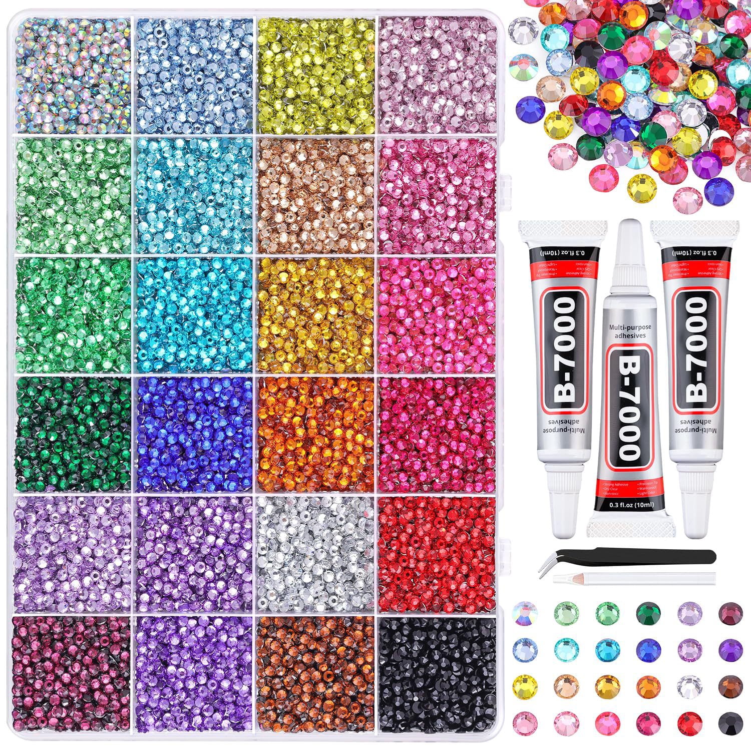 24000PCS 3mm Color AB Resin Rhinestones for Nails Face Eye Makeup Tumblers Bottles Crafts Shoes Phones