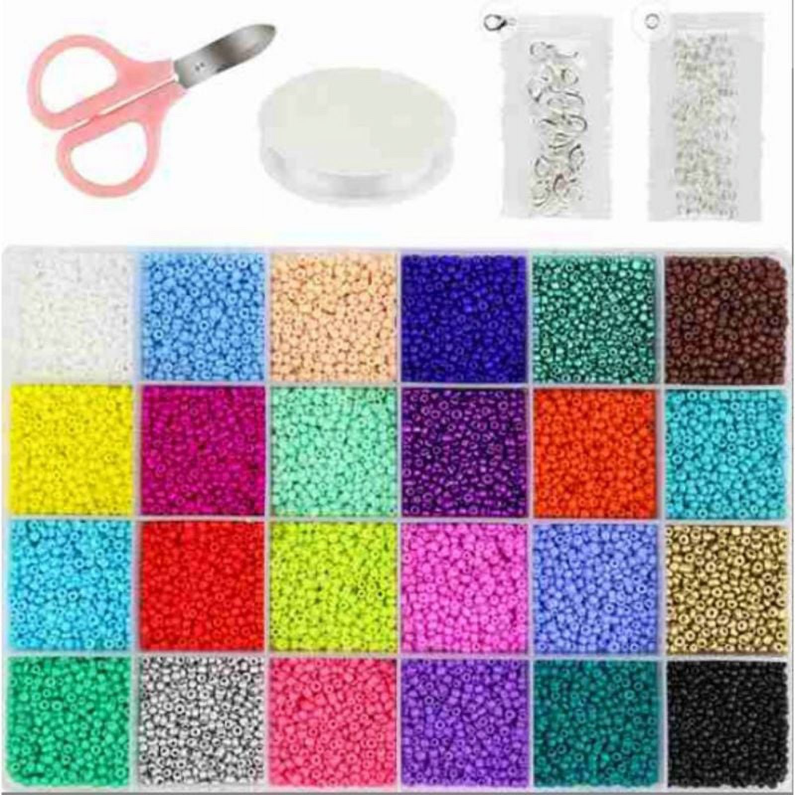 1X(Seed Beads for Bracelets, 24 Colors 3mm Colored Small Glass Beads for  Brace