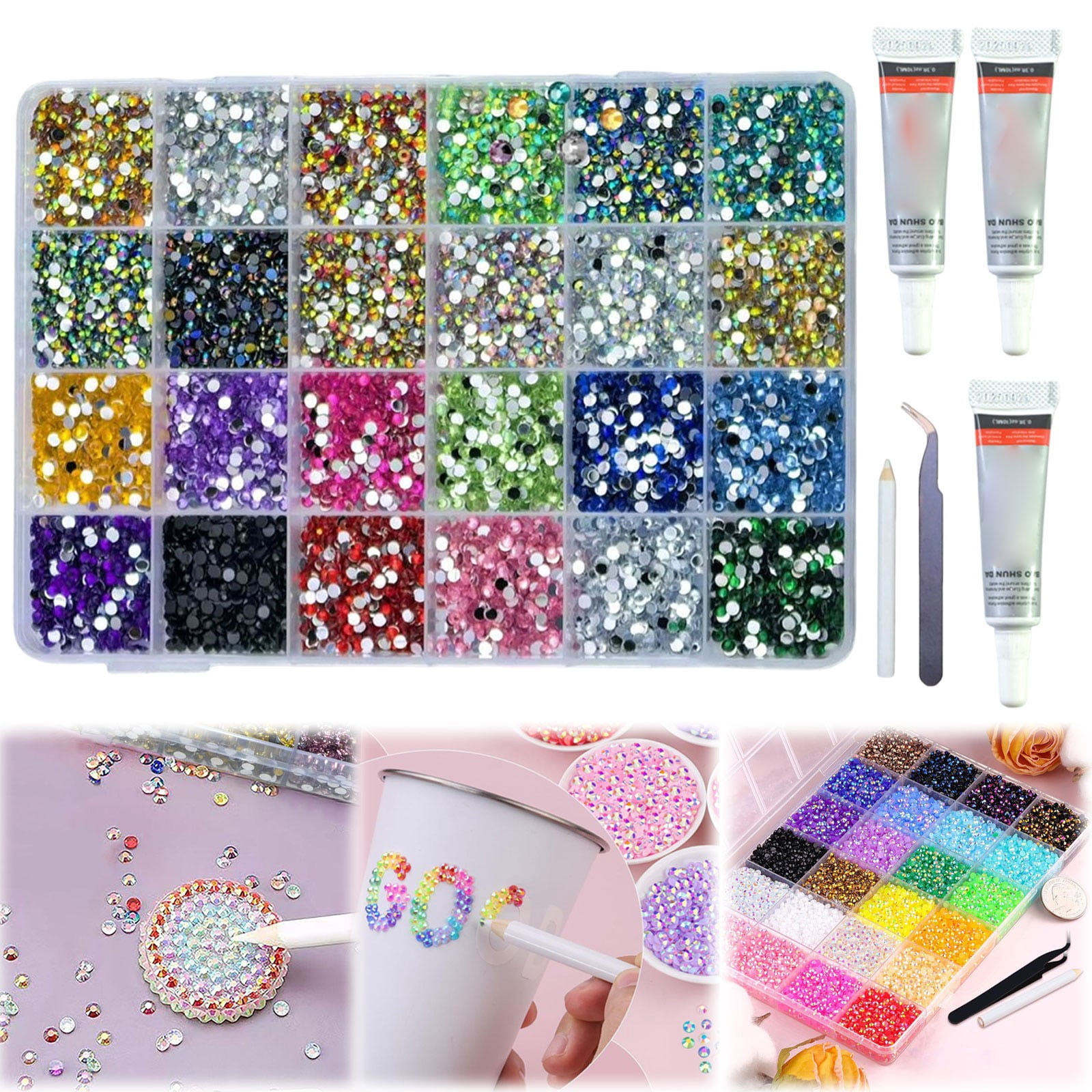 24000Pcs Resin Jelly Rhinestones for Bedazzling, Flatback Gems for ...
