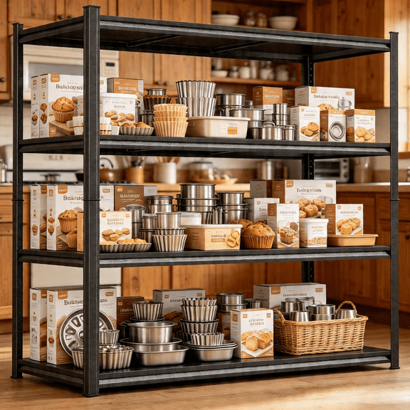 2400LBS Heavy Duty Storage Shelves,20"W x 44"H 4 Tier Metal Shelving Unit Black, Adjustable Basement Storage Shelves for Clutter, Seasonal Items & Garage Organization