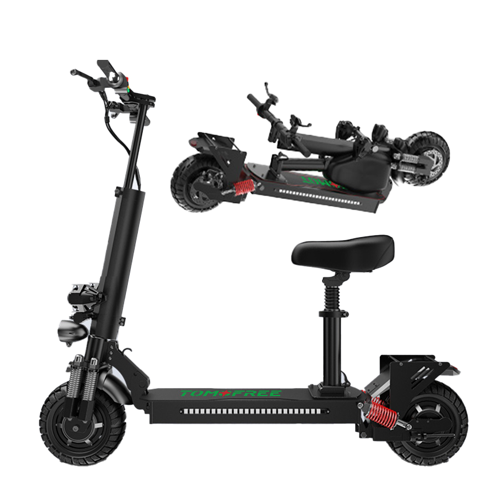 2400W Dual Motor E-scooter for Adults with Seat,Foldable Electric Scooter with 11" Tires, 48V 20.8Ah Battery, 6X Suspension System, 360°Lighting, IPX5