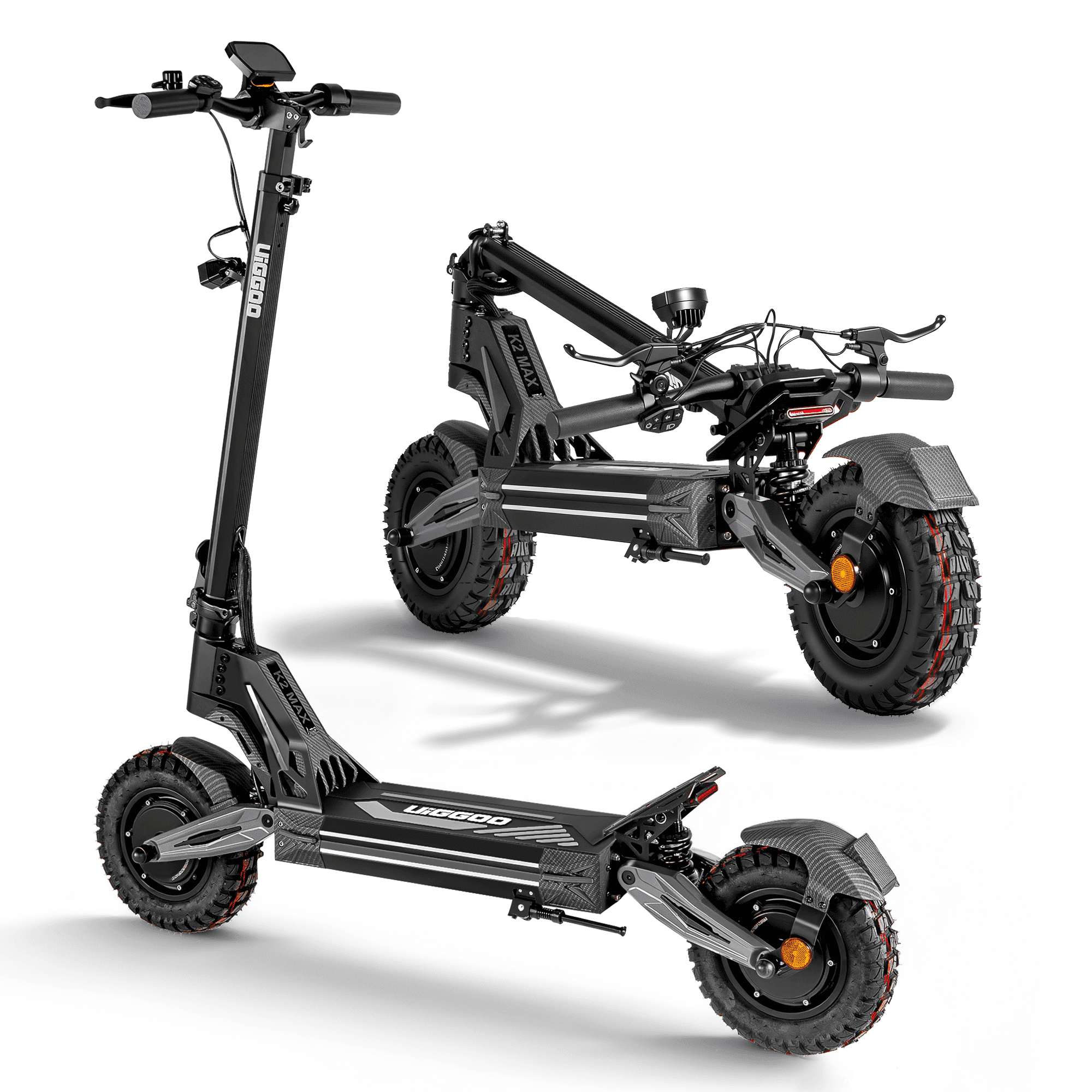 EOEOTWO Off-road Electric Scooter for Adults,4000W Dual Motors Top Speed 45MPH,60V 27AH Battery 42Miles Long Range,11" All-Terrain Tires Foldable Fast E-Scooter