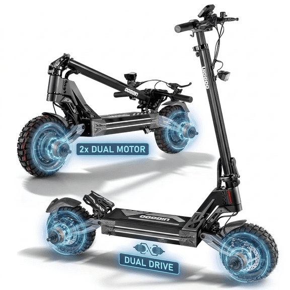 EOEOTWO Off-road Electric Scooter for Adults,4000W Dual Motors Top Speed 45MPH,60V 27AH Battery 42Miles Long Range,11" All-Terrain Tires Foldable Fast E-Scooter