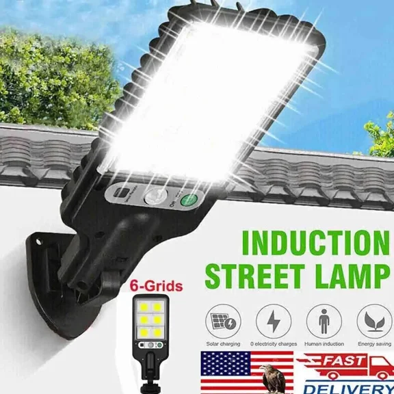 2400W Led Solar Flood Light Motion Sensor Wall Street Yard Outdoor Security Lamp