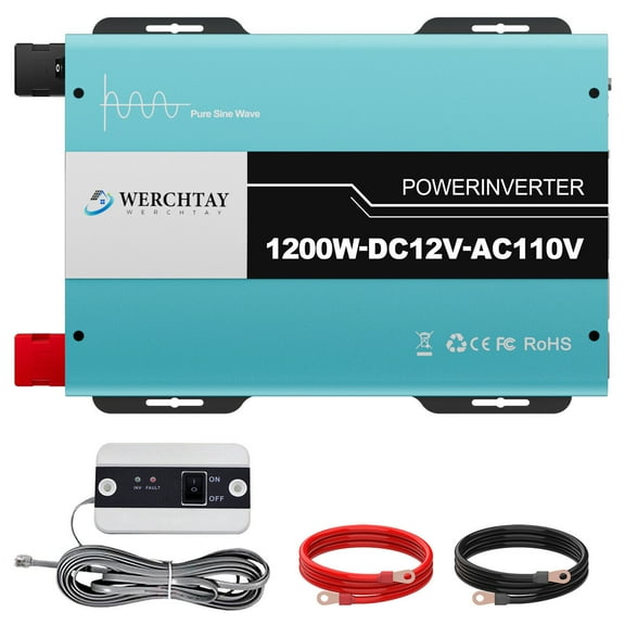2400W Pure Sine Wave Power Inverter 12V DC to110V AC Converter Solar Off Grid US