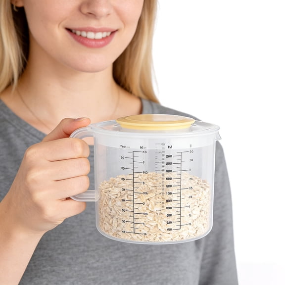 2400ml/80oz Plastic Measuring Cup with Lid, Multi-Unit Markings (ml, fl oz, pt) for Baking & Cooking