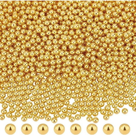 2400pcs 4mm Mini Golden Pearl Beads No Hole Loose Plastic Resin Filling Material for Resin Crafting Nail Art Makeup Jewelry Making and Wedding Multi-color