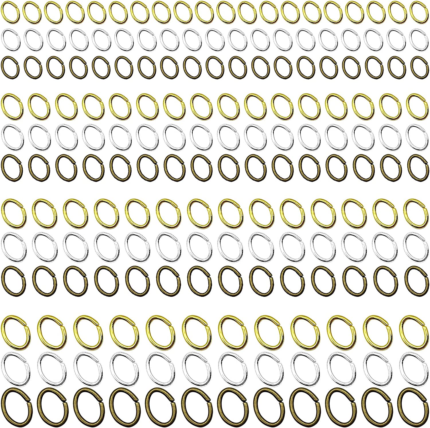 2400pcs Oval Jump Rings Stainless Steel Jump Rings Oval Open Jump Rings