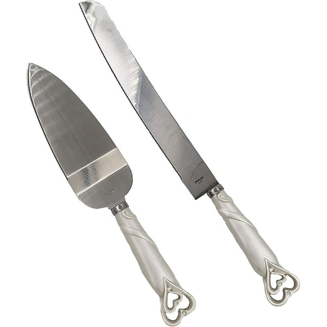 2401 Interlocking Design Cake Knife and Server Set, Wedding Cake Knife