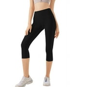 Funidos Plus Size Capri Yoga Leggings High Waisted Pants with Pockets Tummy Control Workout Leggings for Women for Yoga Gym Running