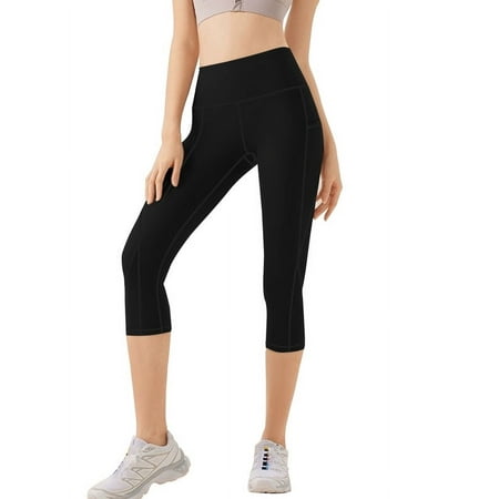 Funidos Plus Size Capri Yoga Leggings High Waisted Pants with Pockets Tummy Control Workout Leggings for Women for Yoga Gym Running