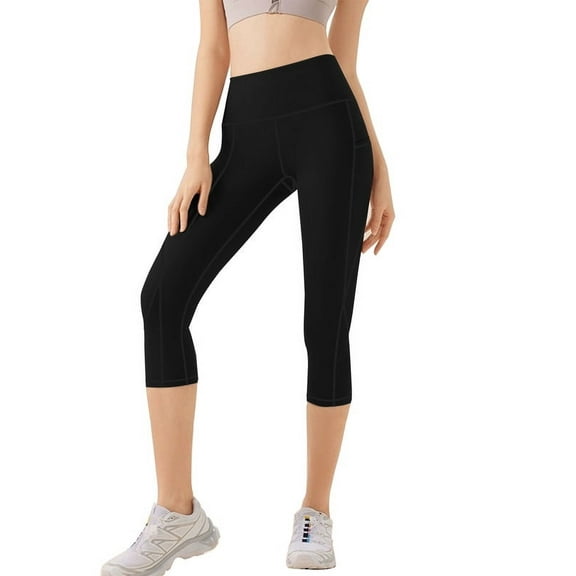 Funidos Plus Size Capri Yoga Leggings High Waisted Pants with Pockets Tummy Control Workout Leggings for Women for Yoga Gym Running
