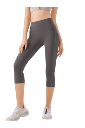 Plus Size Capri Yoga Leggings High Waisted Pants with Pockets Tummy Control Workout Leggings for Women for Yoga Gym Running