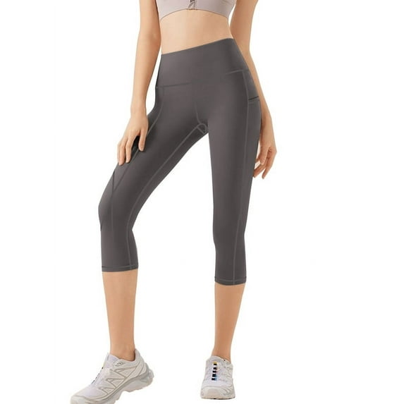 Funidos Plus Size Capri Yoga Leggings High Waisted Pants with Pockets Tummy Control Workout Leggings for Women for Yoga Gym Running