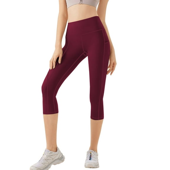 Funidos Women's Capri Yoga Leggings High Waisted Pants with Pockets Tummy Control Workout Leggings for Women Athletic Leggings for Yoga Gym Running